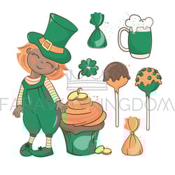 patrick sweet red haired leprechaun vector illustration set