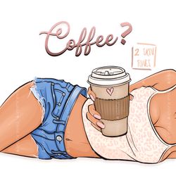 Coffee clipart, girl with coffee clipart, coffee lover planner clipart, fashion clipart, fashion illustration
