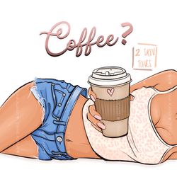 coffee clipart, girl with coffee clipart, coffee lover planner clipart, fashion clipart, fashion illustration