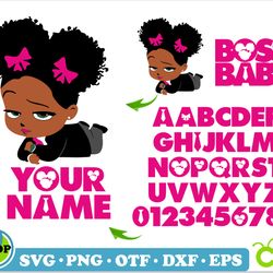 african american boss baby girl & boss baby girl font & logo | svg png dxf & otf files | afro boss baby girl svg