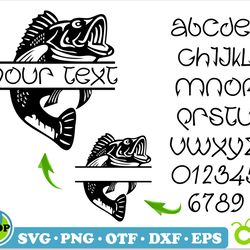 fish hook font & bass fish monogram | bass fish svg, fish hook fishing font svg, split bass fishing monogram svg
