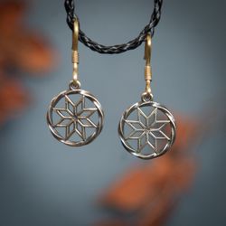 Alatir Handmade star earrings. Perun Svarog pagan god jewelry. Sacred sign authentic Jewelry.  Mascot Pagan art.