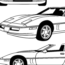 Corvette 1984 C4 Convertible Car Vector File  Black white vector outline or line art file