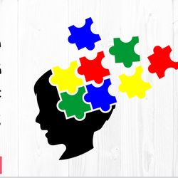 autism head silhouette puzzle svg png, autism awareness svg, autism png autism dxf, autism puzzle svg, autism svg cricut