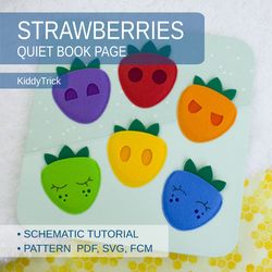Quiet book page Strawberries Sewing Patterns, Color matching felt game