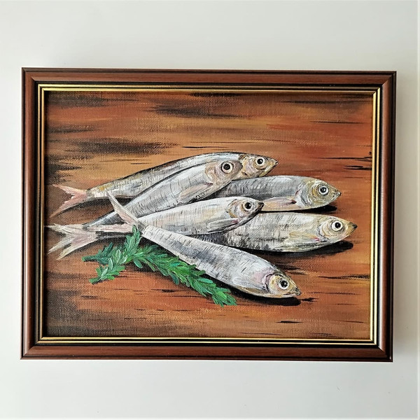 Still-life-painting-with-fish-kitchen-wall-art-in-frame.jpg