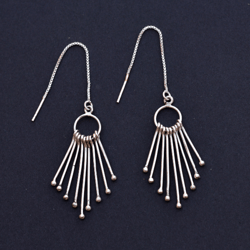 tassel earring silver, dangle fringe earrings, chandelier earrings silver, long threader earring silver drop dangle