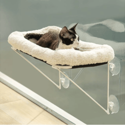 cat's lounging experience foldable window perch hammock bed metal supported and spacious forsunbathing napping overlook