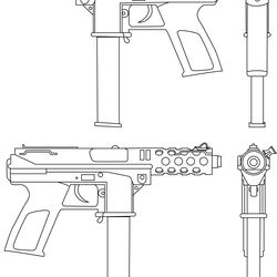 COLT TEC-9 GUN LINE ART VECTOR FILE Black white vector outline or line art file