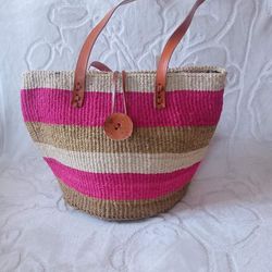 sisal woven tote bag