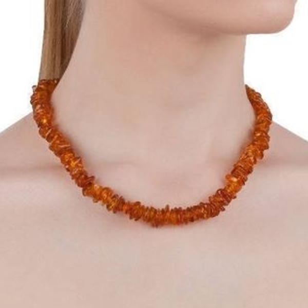 Authentic Baltic Amber Necklace Adult Amber Jewelry for Women Handmade cognac small chips beads necklace custom made to order personal size Authentic natural am