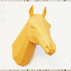 DIY Horse Trophy, 3D Papercraft template, Paper Sculpture