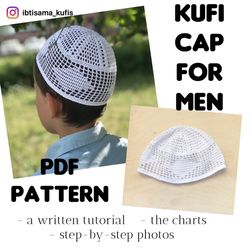 Handcrafted skull cap kufi for adults PDF printable pattern