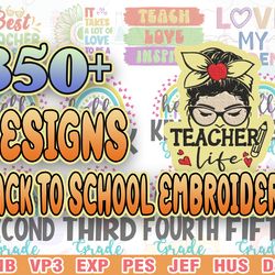 350 back to school embroidery bundle, back to school embroidery designs, gift for back to school day, instant download