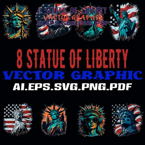 Statue of Liberty in Headphones and Sunglasses AI.PNG.PDF.PSD.SVG DIGITAL FILE