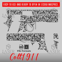 sm-laser-creations colt 1911 70s series  scroll degasin
