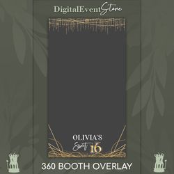 360 overlay sweet 16 custom template selfie 360 wedding photobooth 360 bday videobooth slomo 360 gold frame girl overlay
