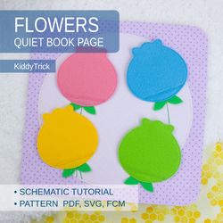 Quiet book page Sewing Pattern - Felt Flowers