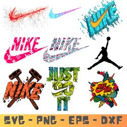 Nike Logo Bundle SVG, Nike Logo SVG, Nike Swoosh logo, fashion brand svg.