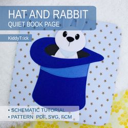 Busy book page Sewing Pattern - Felt toy Hat with a Rabbit