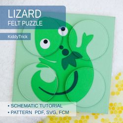 Spinning Puzzle Sewing Patterns, Felt Lizard puzzle