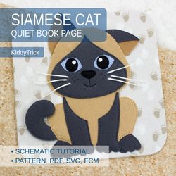 Felt Sewing Pattern Siamese Cat, Quiet book pattern