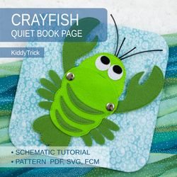 Quiet book Sewing Pattern, Felt Crayfish pattern