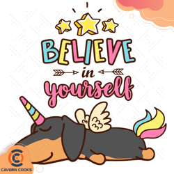 dachshund unicorn believe in yourself svg td