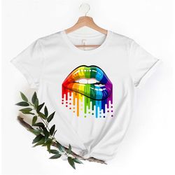 rainbow lips shirt, rainbow pride lips shirt, lgbt lips shirt, lgbtq lips shirt, pride shirt, colorful lips shirt, cool