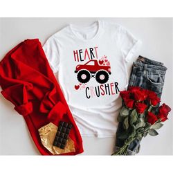 heart crusher shirt, valentines day shirt, kids love shirt, truck valentines day shirt, couple matching shirt, valentine