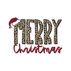 leopard print merry christmas with santa hat, christmas svg, christmas svg, christmas svg files