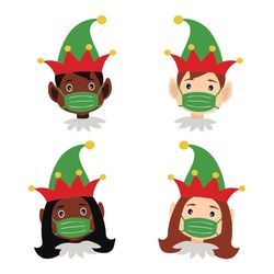 elf face mask svg, elves mask svg, elf face mask clipart, elf svg, cut files, christmas character wearing face mask cove