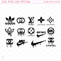 dripping logo bundle svg, dripping logo svg, adidas logo svg, lv logo svg
