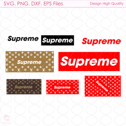 lv supreme pattern bundle svg, lv pattern svg, supreme logo svg