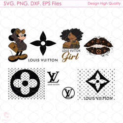 lv logo svg, lv girl svg, lv pattern svg, lv lips svg, lv mickey svg
