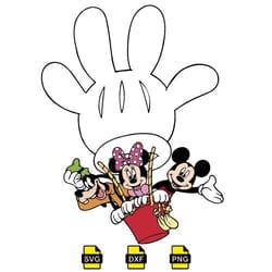 disney mouse svg, mickey friends with hand svg