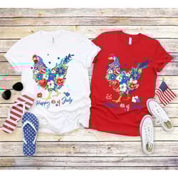 4th of july chicken shirt, fourth of july t shirt, floral chicken graphic tees, america vneck tshirts, patriotic mom shi