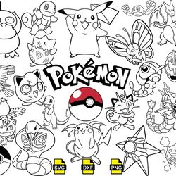 pokemon outline svg, pokemon svg, pokemon png
