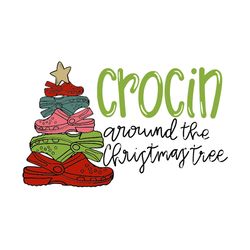 crocin' around the christmas tree svg file, watercolor crocs svg, christmas tree file