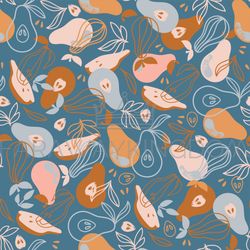 pear textile delicious fruit hand drawn seamless pattern