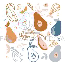 pears delicious fruit hand drawn flat design garden vector set
