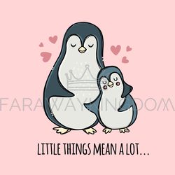 PENGUIN HUG HIS SON Fathers Day Holiday Vector Illustration Set
