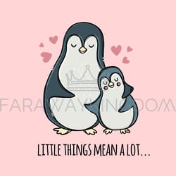 penguin hug his son fathers day holiday vector illustration set