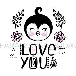 penguin love you baby cartoon clip art vector illustration set