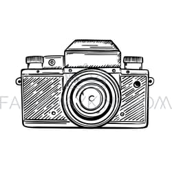 photocamera retro monochrome sketch vector illustration set