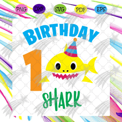 Birthday Shark 1st Svg, Birthday Svg, Baby Shark Svg, Shark First Birthday Svg, Baby Shark Lover, Funny Birtday, Gift fo