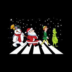 Grinch Elf Santa And Snowman Road Merry Christmas Svg