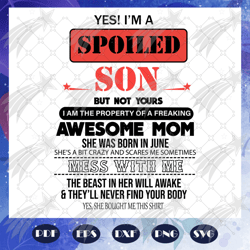 I am a spoiled son svg, Awesome mom she was born in June svg, mom born in June svg, Birthday svg, Mothers day svg, mothe