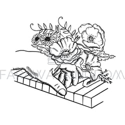 pianist hand of musician and bouquet vector illustration set