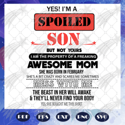 I am A Spoiled Son Svg, Awesome Mom She Was Born In February Svg, Mom Born In February Svg, Birthday svg, Mothers day sv